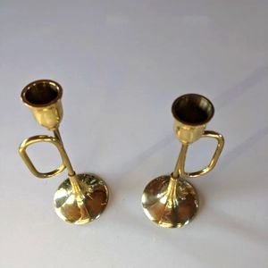 Beautiful Vintage Brass Taper Candle Holders Set